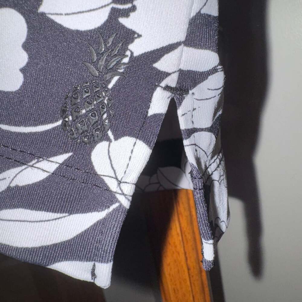 EUC TOMMY BAHAMA SZ L AUBREY ISLAND ZONE SKORT SKIRT BLACK & WHITE FLORAL PRINT - Picture 5 of 10